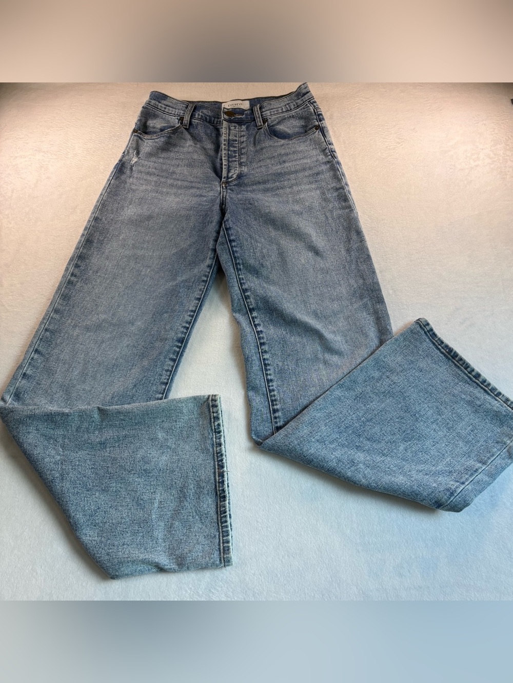 Evereve Light Blue Wide Leg Jeans Button Fly